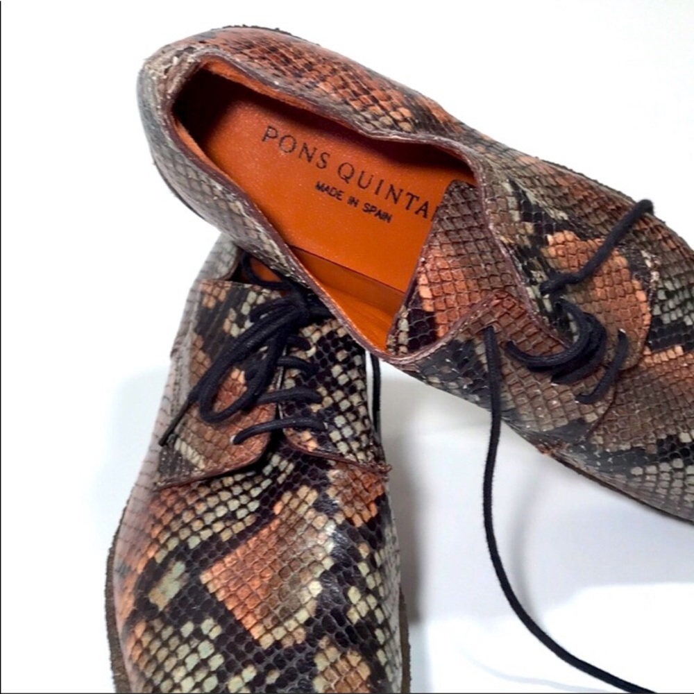Pons Quintana snakeskin platform oxfords. Cool rubber edge thin laces. S…